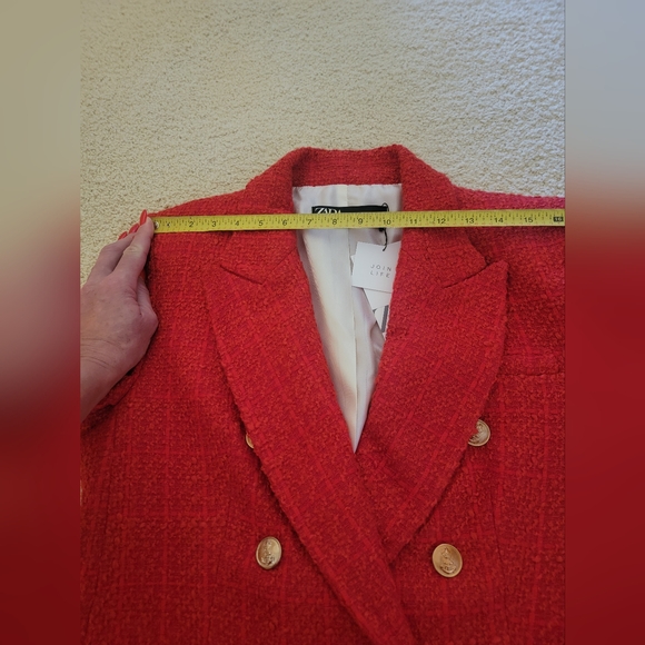 NWT Zara Red Tweed Blazer, size Large - Picture 8 of 9